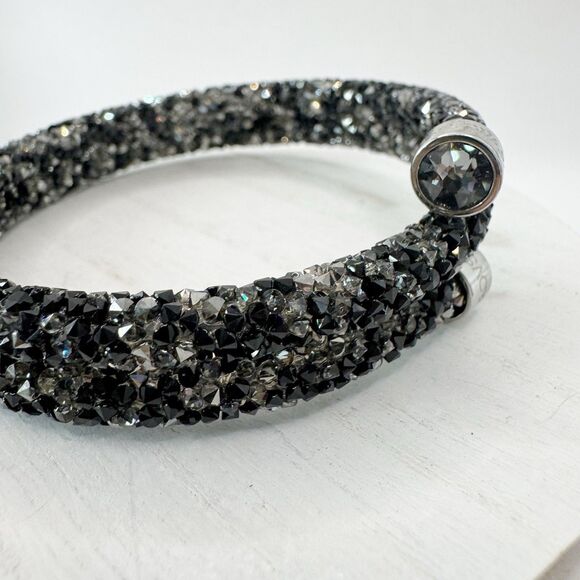 Swarovski Crystaldust Double Bangle Bracelet in black Memory Wire - Picture 15 of 16